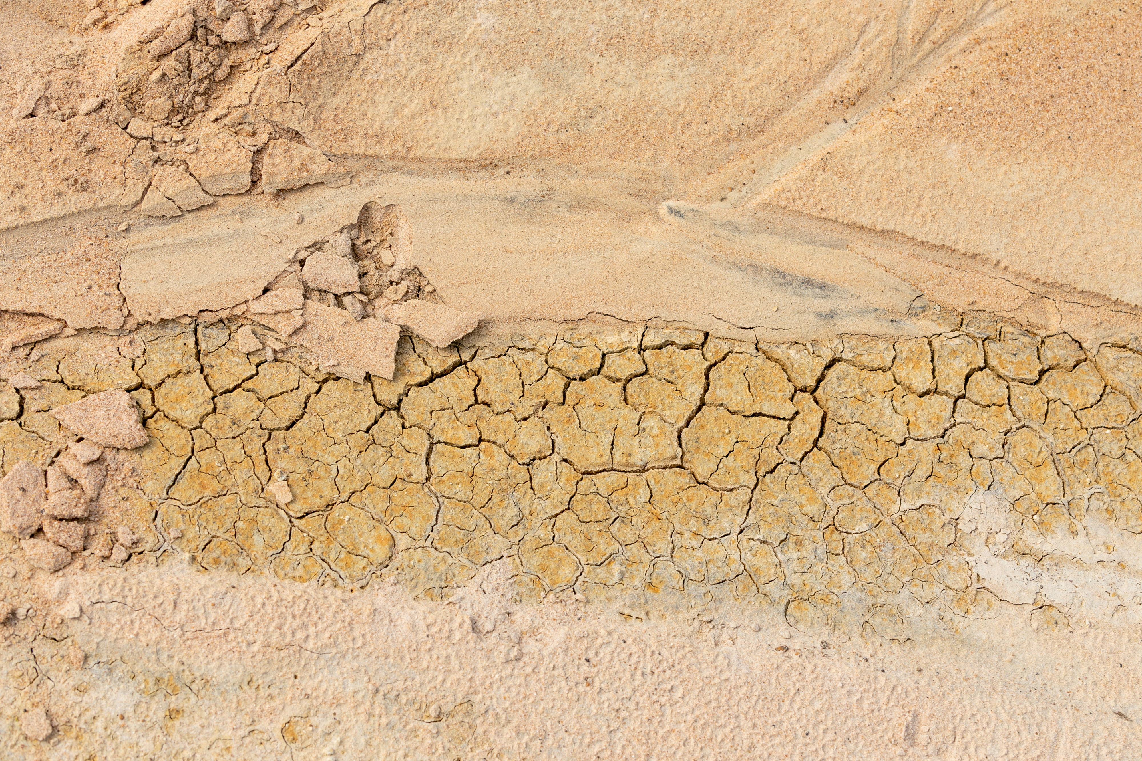A close up of cracked earth that is nolonger fertile in northern Ghana